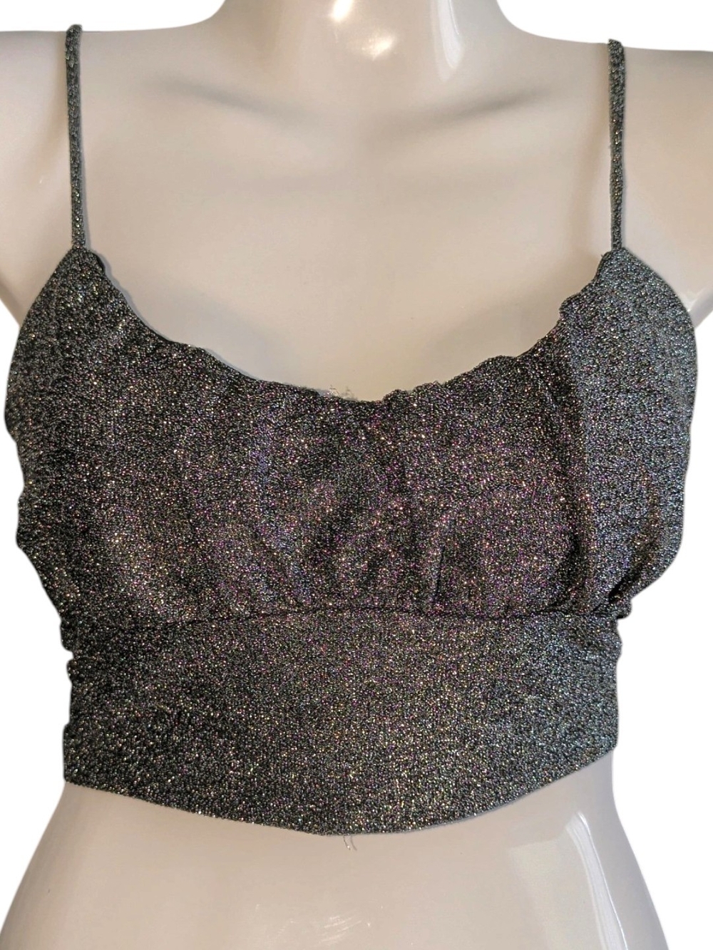 wild fable Metallic Glitter Black Cropped Cami